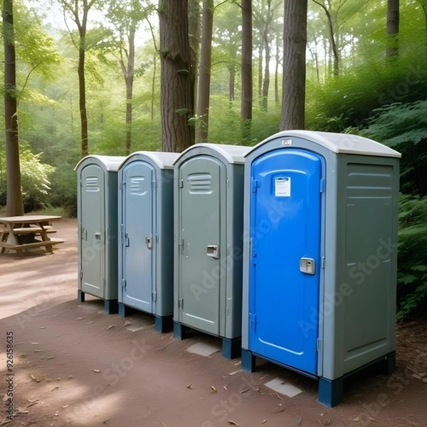 Obraz A block of four outdoor public toilets for an outdoor event