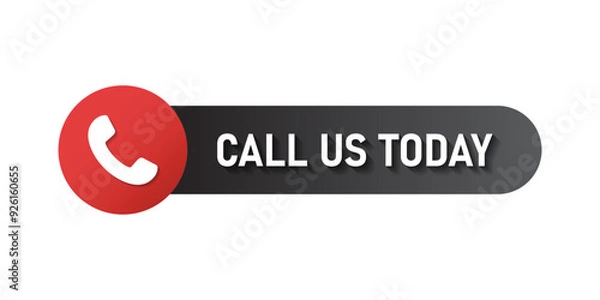 Fototapeta Call us button icon in flat style. Phone number place vector illustration on isolated background. Telephone interface sign business concept.