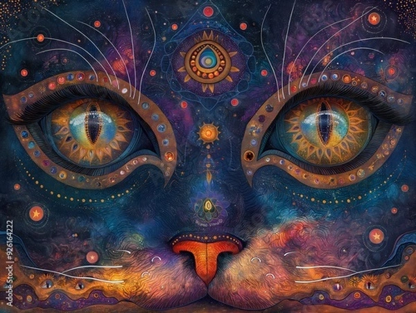 Obraz mystical cosmic cat eyes universe art