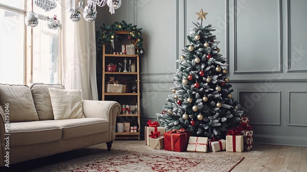 Fototapeta Christmas Cozy Warm Interior Design 