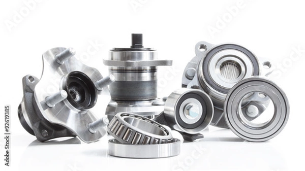 Fototapeta Group Friction bearings and rollers (automobile components) for the engine and chassis suspension