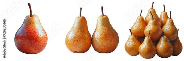Obraz Fresh Ripe Pears with Water Droplets on Transparent Background for Healthy Fruit Designs and Organic Food Illustrations