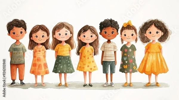 Fototapeta Joyful Gathering of Diverse Children in Spring