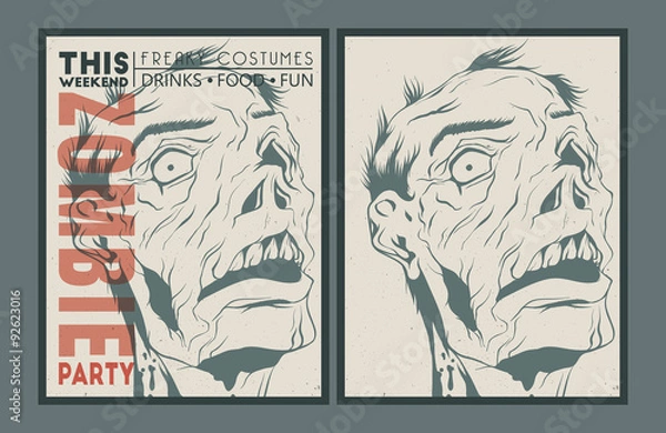 Obraz Zombie party placard set