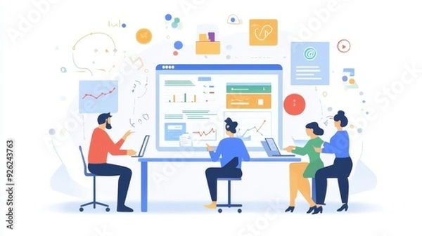 Fototapeta Crm systems for effective customer relationship management  marketers managing customer data