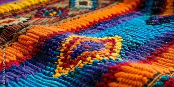 Fototapeta Close-Up of Multicolored Knitted Fabric Texture