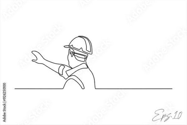 Fototapeta continuous line vector illustration design of construction foreman man