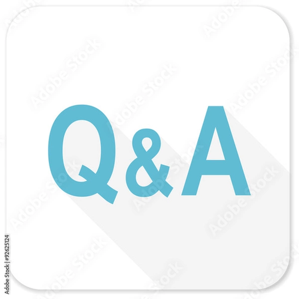 Fototapeta question answer blue flat icon