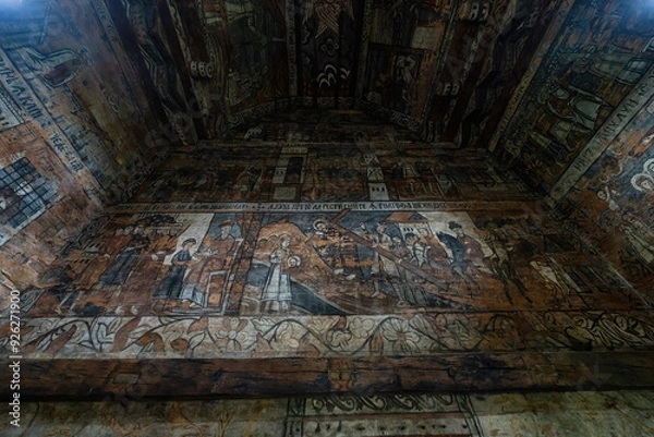 Fototapeta Interior of the Ieud Hill Church, one of eight wooden churches of Maramureș UNESCO World Heritage Site in Romania