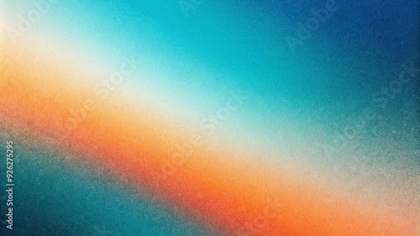 Fototapeta Orange teal green pink abstract grainy gradient background noise texture effect summer poster design