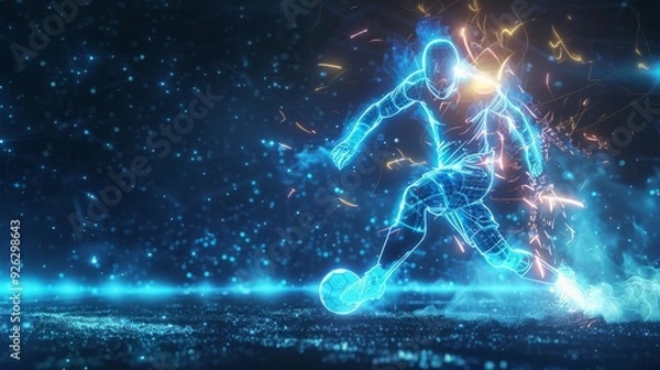 Obraz Man Running With Soccer Ball Generative AI