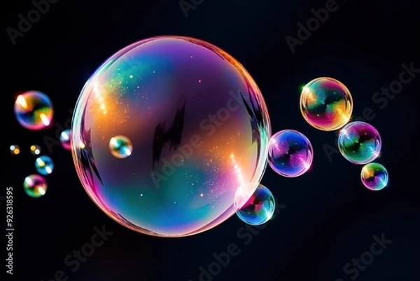 Fototapeta Soap bubble sphere lightweight transparent.