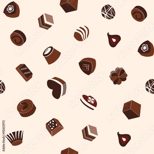 Fototapeta  chocolates and cookie seamless background