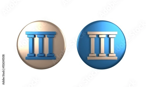 Fototapeta Colorful Prison window icon isolated on white background. Circle button. 3D render illustration