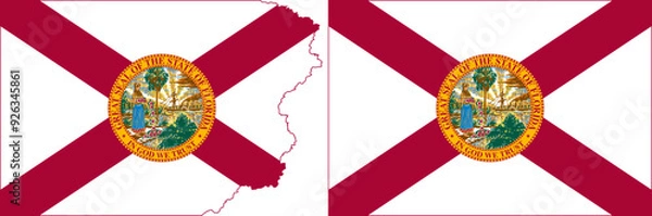 Obraz Florida state flags vector. Standard flag and with torn edges