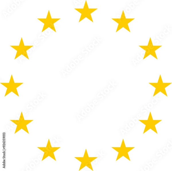 Fototapeta The European Union symbol. Stars in golden yellow color. Vector illustration with transparent background