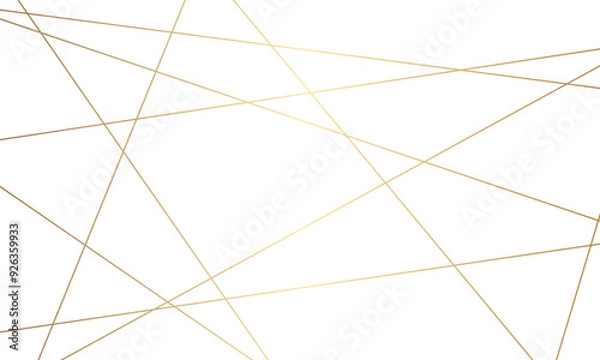 Fototapeta Abstract luxury seamless premium shiny golden random chaotic square and triangle lines on transparent background. Vector, illustration