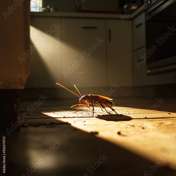 Fototapeta Cockroach in Kitchen with Dramatic Lighting