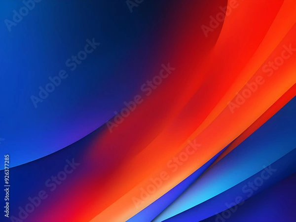 Fototapeta Grainy noisy poster background, dark blue orange red color wave black backdrop abstract header banner design.