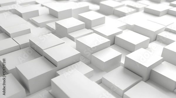 Fototapeta Overlapping White Squares with Transparent Layers and Subtle Shadow Effects in Harmonious Composition
