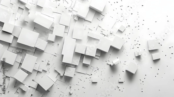 Fototapeta Overlapping White Squares Dissolving Into Geometric Abstract Texture