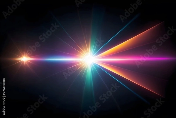 Fototapeta Colorful rays of light radiating from a central point.