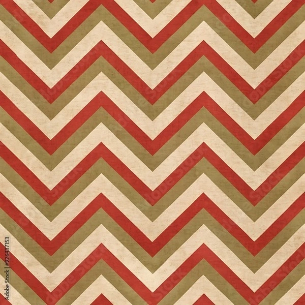 Fototapeta Red, Green and Cream Chevron Pattern.