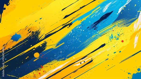 Fototapeta Abstract background modern hipster futuristic graphic. Yellow background with stripes. Vector abstract background texture design, bright poster and blue background Vector illustration.stockphoto style