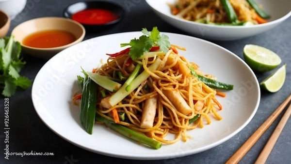 Obraz stir fried noodles with vegetables