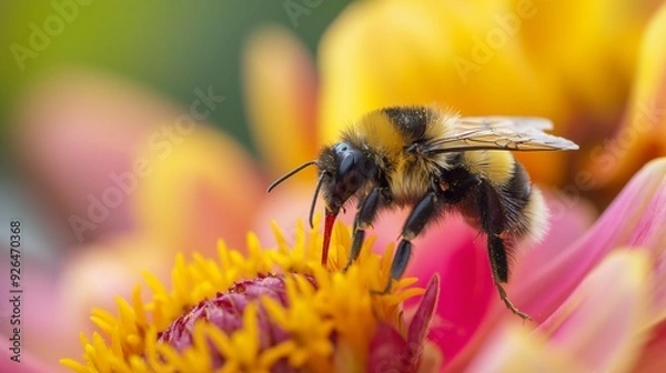 Obraz bee collecting nectar from a flower