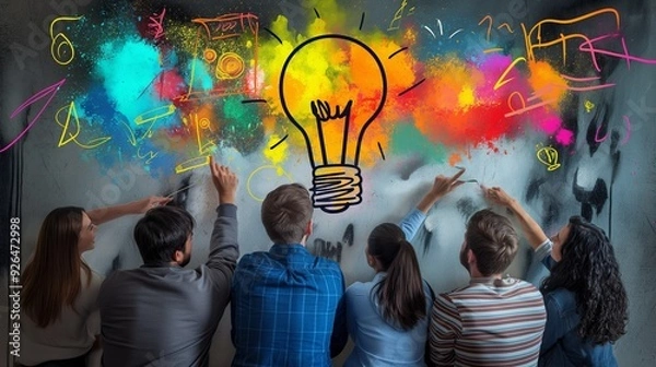 Obraz group of innovators brainstorming ideas for a disruptive technology