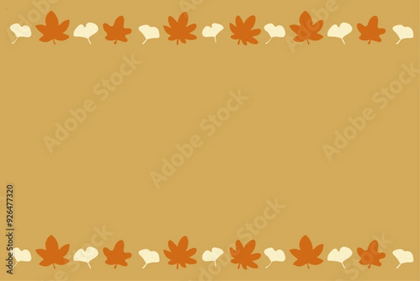 Fototapeta This is a frame illustration of autumn leaves and ginkgo leaves.