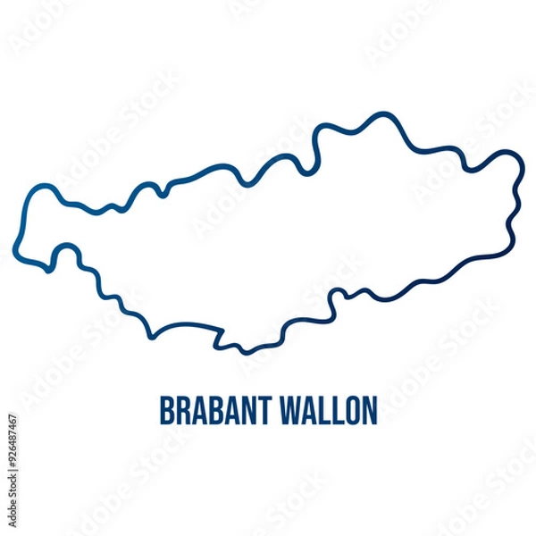 Fototapeta Walloon Brabant, Belgian province simplified map. Abstract smooth blue gradient linear vector