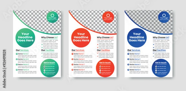 Fototapeta Corporate business flyer & brochure Template vector Design, modern business flyer template, abstract business flyer and creative design with natural shape and blue color. Marketing, business proposal
