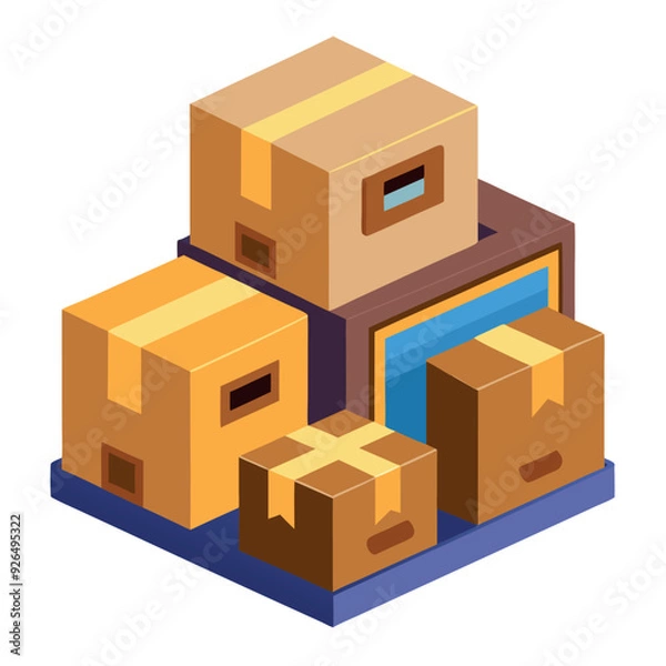 Obraz Stacked Cardboard Boxes Vector Design Illustration