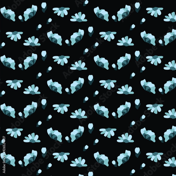 Obraz Daisy floral pattern with black background