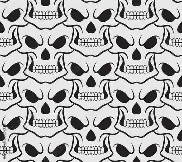 Obraz Seamless pattern with white skulls