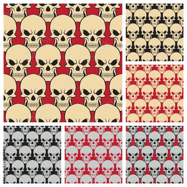 Obraz Set of seamless pattern with skulls