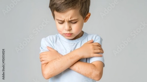 Obraz A child with eczema, scratching their arms