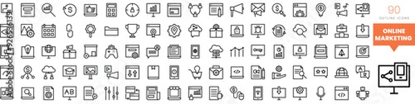Fototapeta Set of minimalist linear online marketing icons. Vector illustration