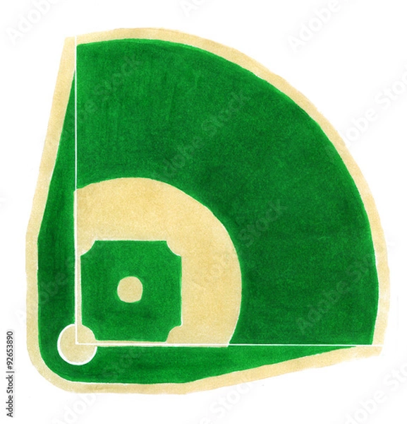Obraz Baseball field. Hand-drawn baseball diamond on the white