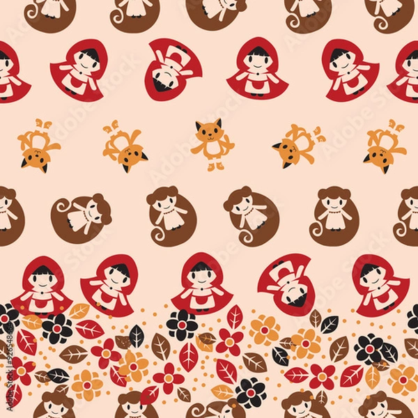 Fototapeta Cute and Minimalistic Flat Design Fairy Tale Seamless Repeat Pattern