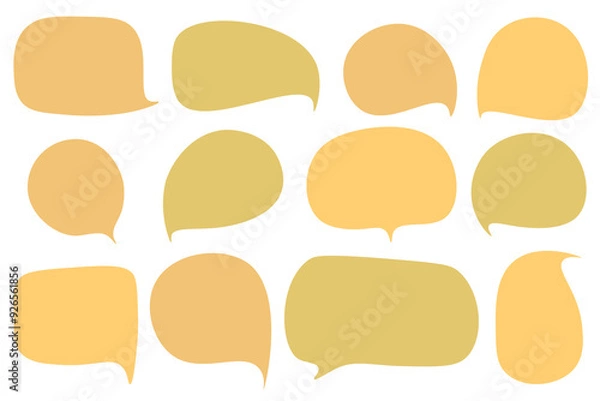 Fototapeta Set speech bubbles with brown Autumn and fall concept on white background.warm color chat vector doodle message or communication icon Cloud speaking for comics and minimal message dialog