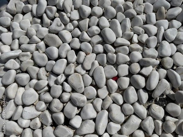 Fototapeta White pebbles stone texture and background suitable for sketchup texture, blender, enscape, lumion. White stone pattern background. Decorative white marble pebbles texture full frame background. 