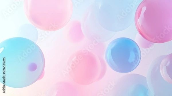 Fototapeta Soft gradient circles pastel pink and blue abstract background empty white background
