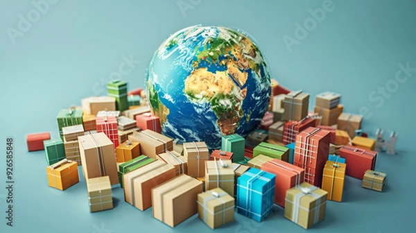 Fototapeta 3D earth graphic symbolizing global trade vector