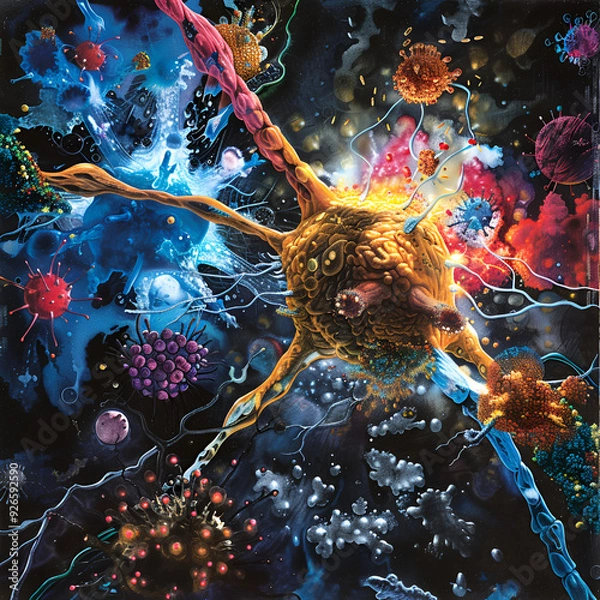 Fototapeta A vivid representation of immunotherapy medical science
