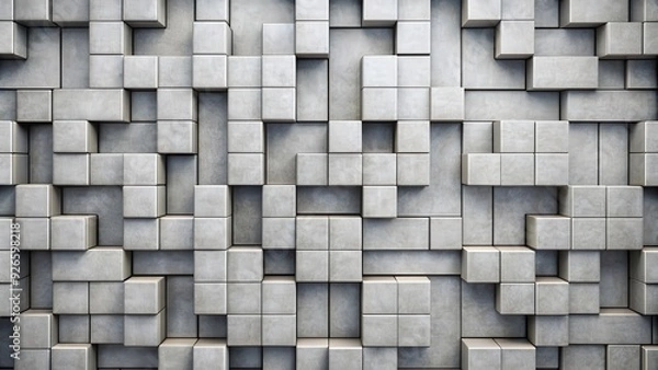 Fototapeta Abstract background of interlocking grey blocks, abstract, background, texture, design, geometric, pattern