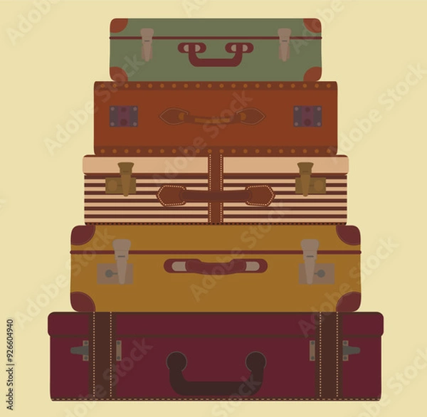 Fototapeta Card with suitcases for travelling. 