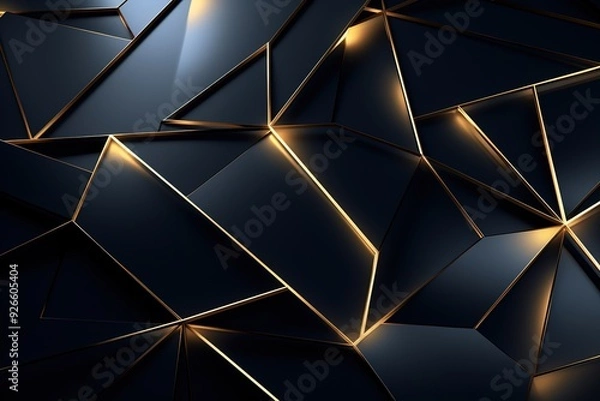 Obraz Abstract geometric background with black and gold triangles.